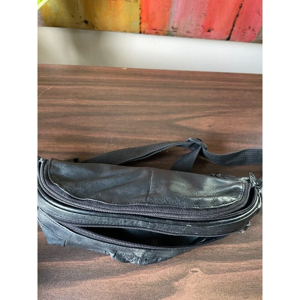 Vintage Genuine Leather Patchwork Fanny Pack Belt Bag Hip Bag Unisex